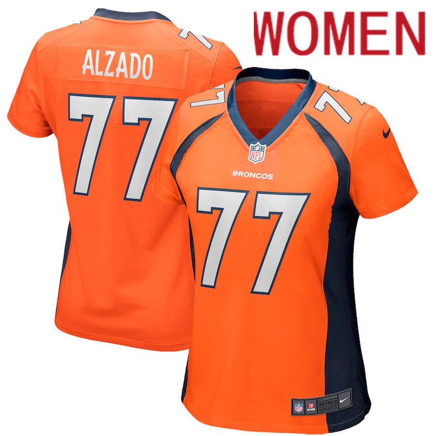Women Denver Broncos #77 Lyle Alzado Nike Orange Game Retired Player NFL Jersey->women nfl jersey->Women Jersey